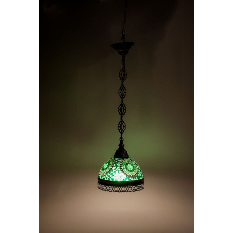 Hanging green lamp, 70 cm, mosaic glass, diameter 22 cm